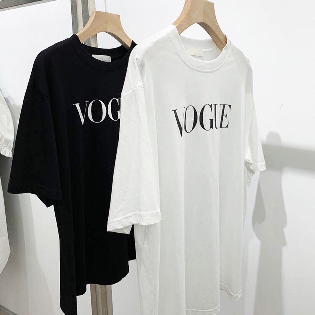 Áo Thun Nữ Vogue Simple But Delicate Black / White cotton Silicone Printing Unisex Overfit | BigBuy360 - bigbuy360.vn