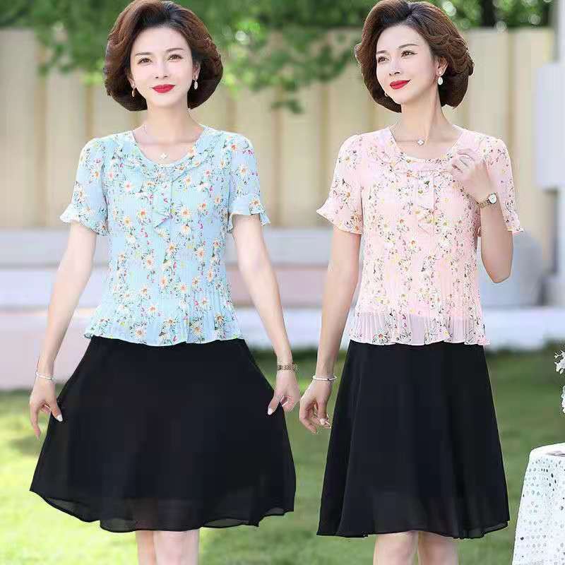 Váy bầu mùa hè mới 2021 của mẹ, hoa voan tây, liền thân nữ trung niên 40 tuổi | BigBuy360 - bigbuy360.vn