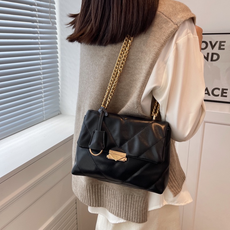 Túi Đeo JASMIN NOIR Chéo Nắp Gập In Họa Tiết Sọc V Cho Nữ