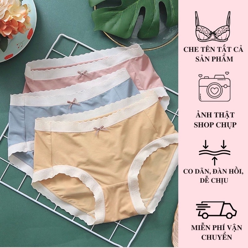 Quần lót nữ, thun lạnh phối viền ren, co giãn đàn hồi tốt, mịn mát QL41
