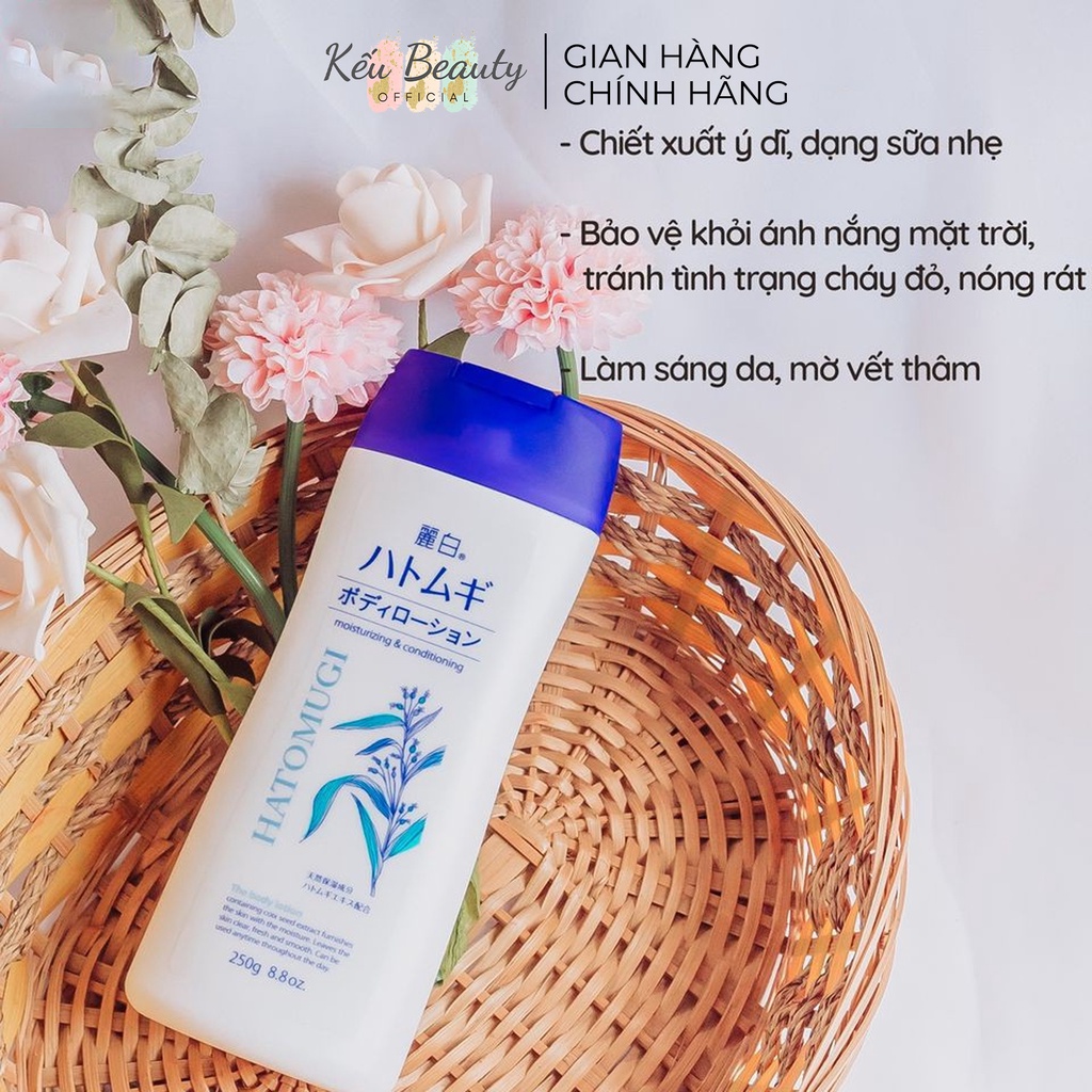 Sữa dưỡng thể ban đêm Reihaku Hatomugi Body Lotion chiết suất Ý Dĩ giúp duy trì độ ẩm và dưỡng trắng da 250g