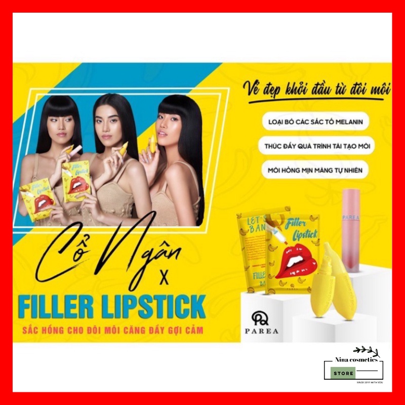 [ Hàng Chính Hãng ]Son Chuối Filler Collagen Khử Thâm Môi Parea Và Son Màu Chu Lipstick, Giúp Môi Căng Mọng Hồng Hào