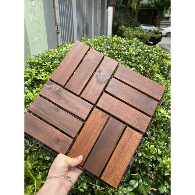 Combo 1m2 10 tấm sàn gỗ tự nhiên vỉ nhựa lót sàn IKEA kháng khuẩn thoát nước nhanh chóng - Làm Thảm Gỗ, Lát Ban Công