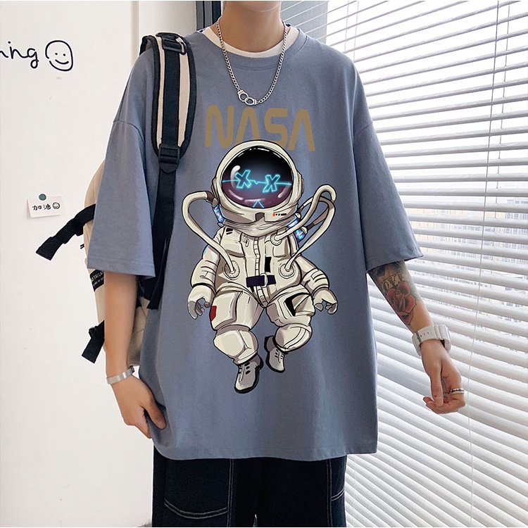 [Mẫu Mới] Áo Thun Nam Nữ Unisex Form Rộng Tay Lỡ Cổ Tròn Phối Họa Tiết Hoạt Hình In Chữ NASA zenkonu TOP NAM 1000178