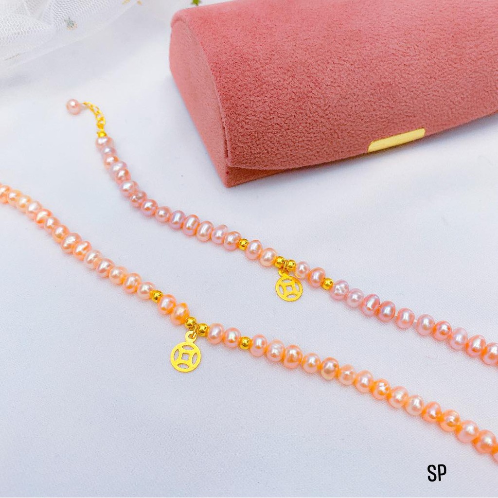 VÒNG TAY NGOC_TRAI NƯỚC NGỌT BẠC TA XI VÀNG