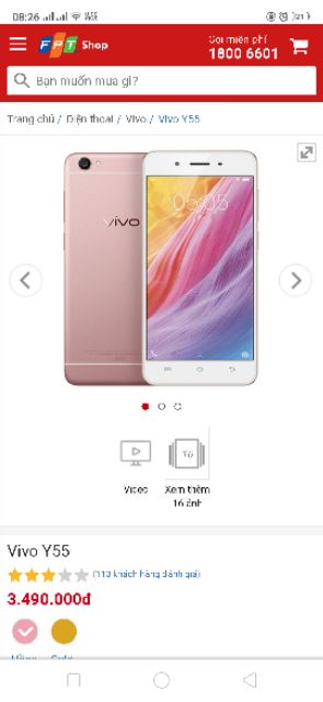 Điện thoại vivo Y55 hàng mới full hộp chính hãng bảo hành 12 tháng