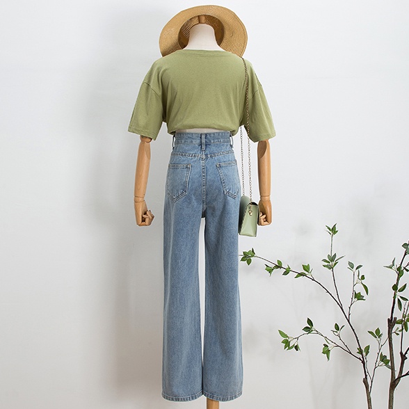 Quần jean SUXI ống rộng lưng cao dễ phối đồ thời trang cho nữ