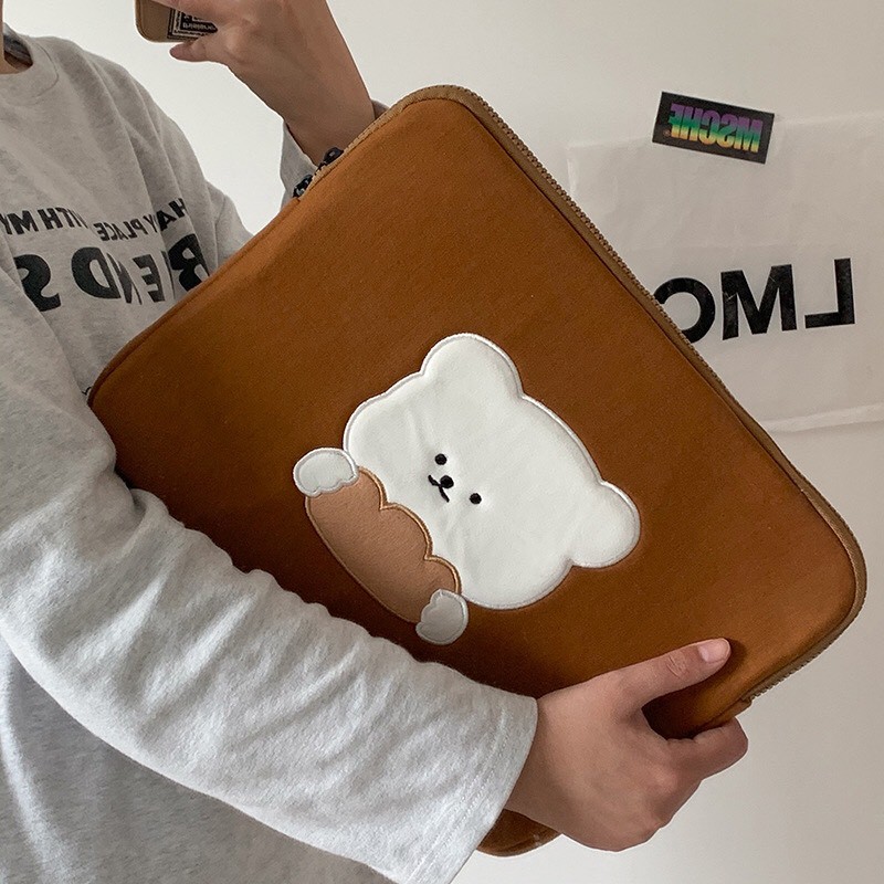 TÚI ĐỰNG IPAD/LAPTOP LÓT NHUNG MỀM MỊN BAMBOO BEAR - TÚI ĐỰNG CHO CÁC DÒNG 11INCH, 13INCH,15INCH