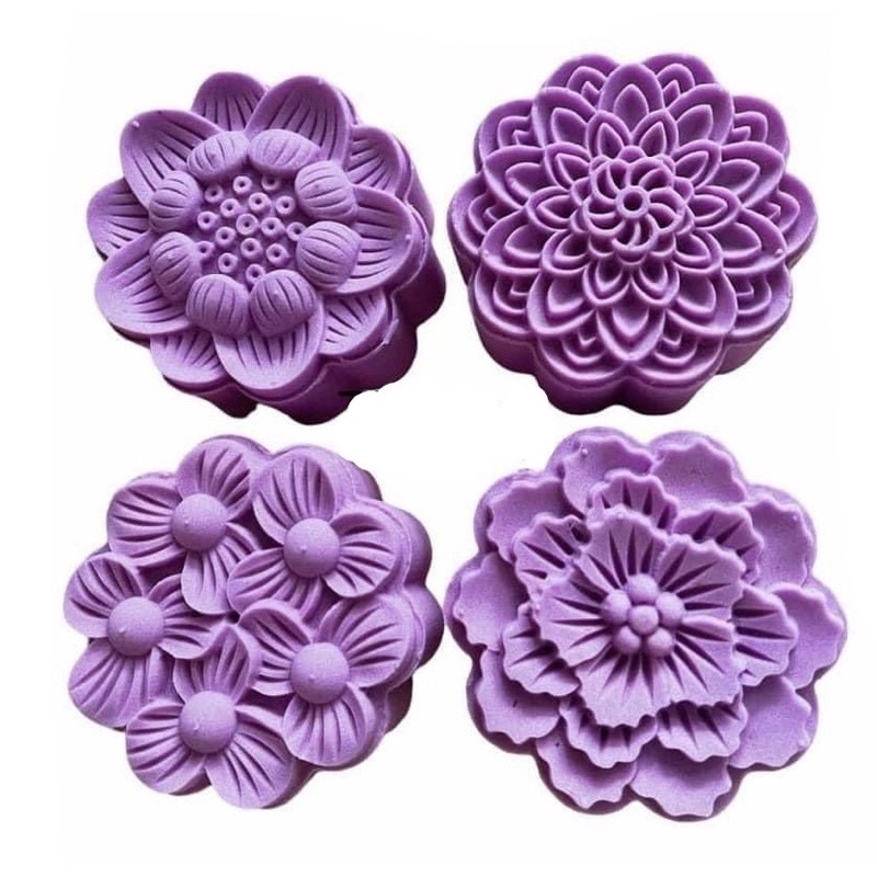 [Hàng mới về] Khuôn trung thu lò xo hoa sen 4 mặt 150g 2022