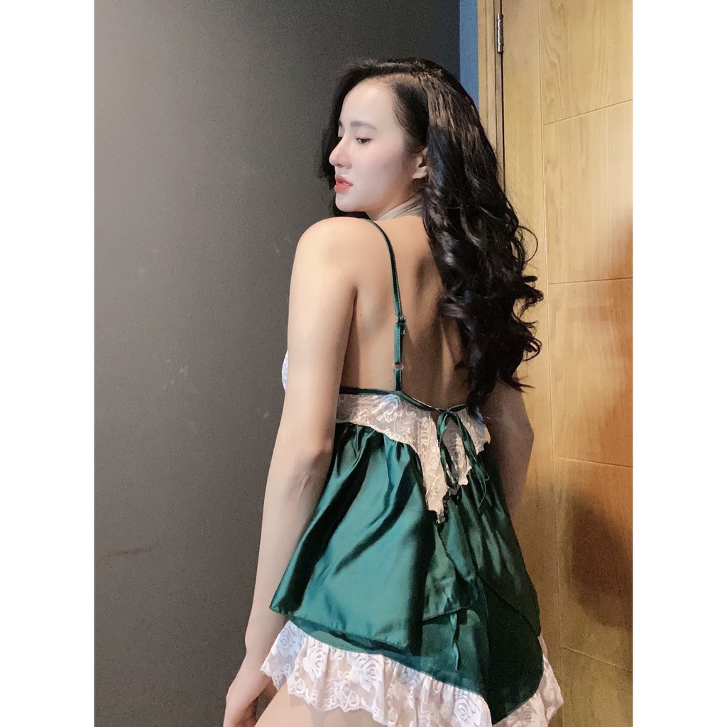 Đồ ngủ nữ sexy hai dây satin cao cấp thoáng mát phối ren mềm mịn hở lưng siêu gợi cảm AN19 - D'Lavia | BigBuy360 - bigbuy360.vn