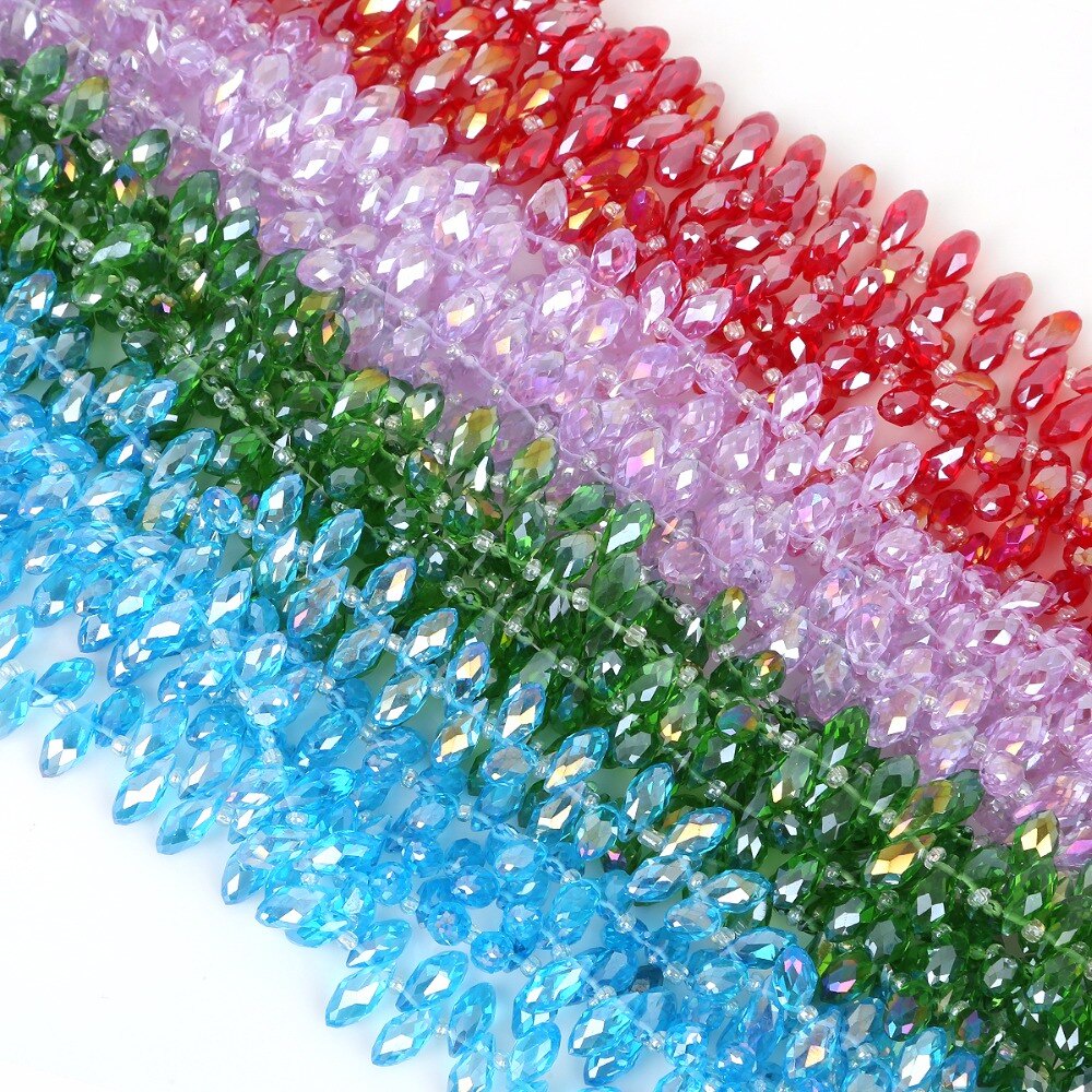 Bộ 50 Hạt Đá Nhiều Màu 6x12mm Làm Trang Sức