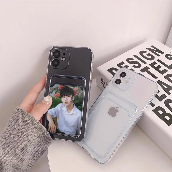 Ốp Lưng  Điện Thoại Iphone Trong Suốt Dạng Ví Có Ngăn Đựng Thẻ - In Hình Lên Mặt Sau Ví Theo Yêu Cầu