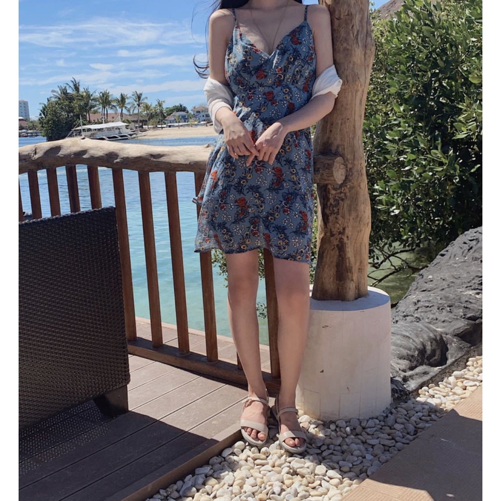 Váy Hoa Đi Biển, Váy Thời Trang Nữ Chất Thun Họa Tiết Hoa Lá Nữ Tính Mát Mẻ VB