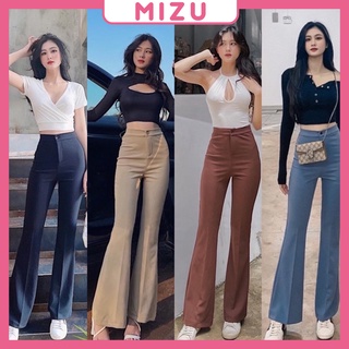 Quần Ống Loe nữ MiZu 1 nút Cạp Cao Siêu Hack Dáng, Form Chuẩn, Chất Vitex dày dặn, Thời Trang Nữ MIU Clothing