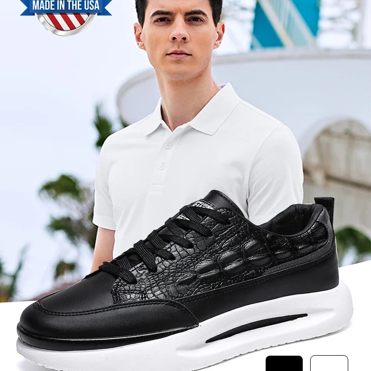 Giày Sneaker Tăng Chiều Cao Bằng Da Cá Sấu