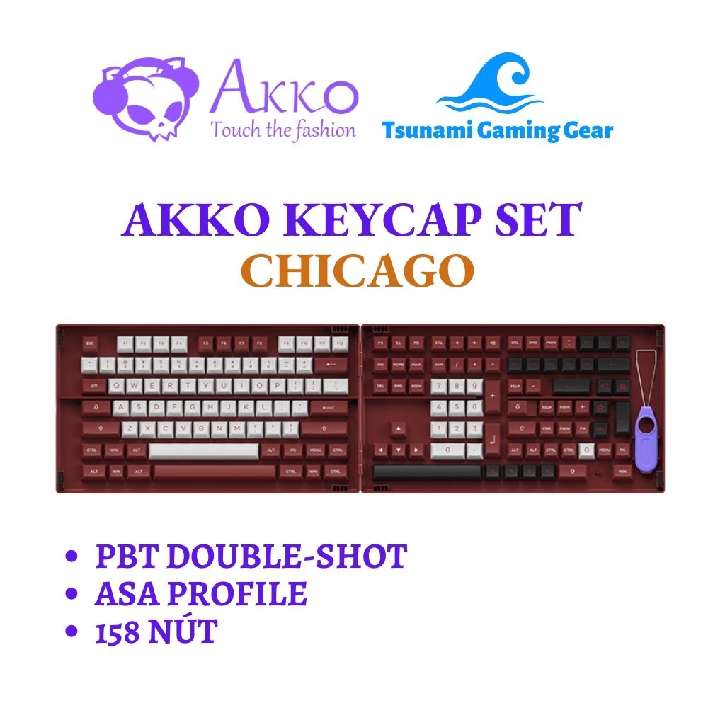 Bộ keycap AKKO CHICAGO (PBT DoubleShot/ ASA profile/ 158 nút)