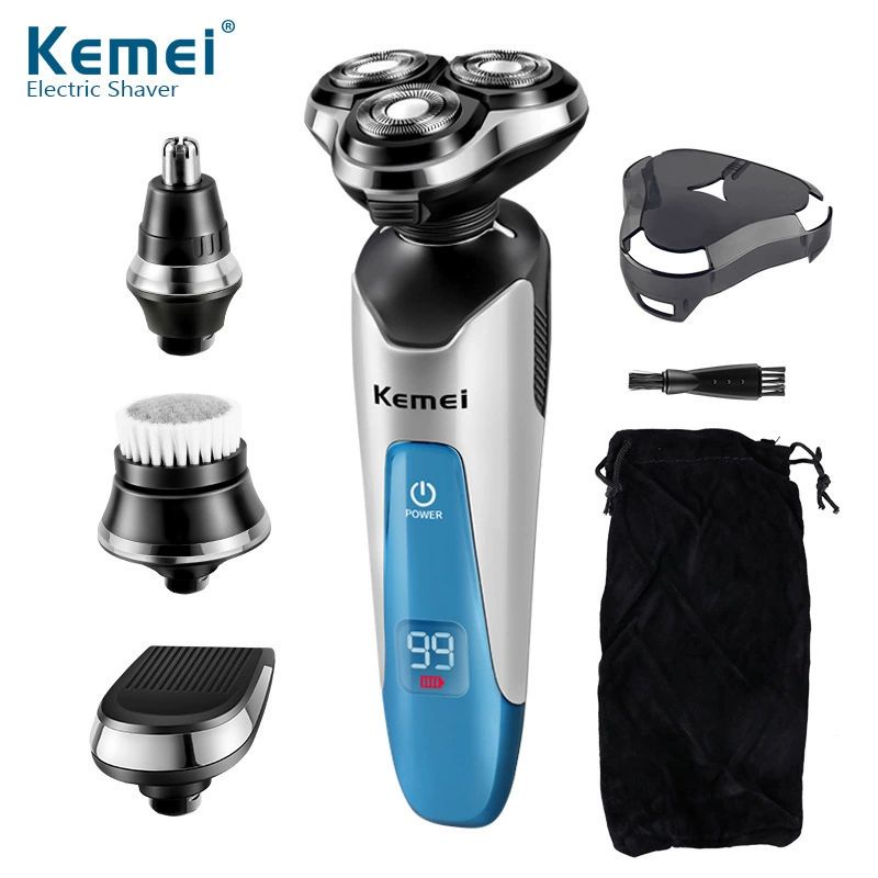 Máy cạo râu Kemei đa năng Cạo râu, Rửa mặt, Tông đơ và Tỉa lông mũi 4in1 - Lưỡi tự mài Cao Cấp Nhập khẩu chính hãng