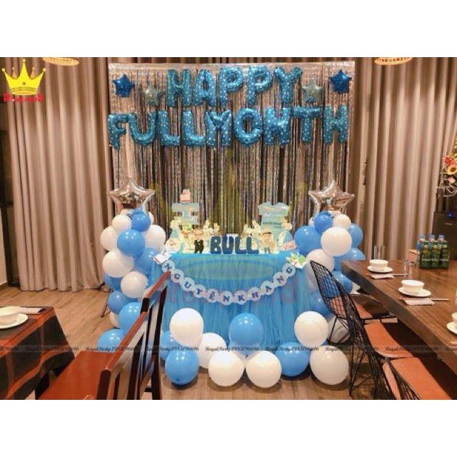 Bộ Dây Bong Bóng Nhôm Hình Chữ Happy FullMonth 16&quot; trang trí đầy tháng cho bé #TrangTriSinhNhat