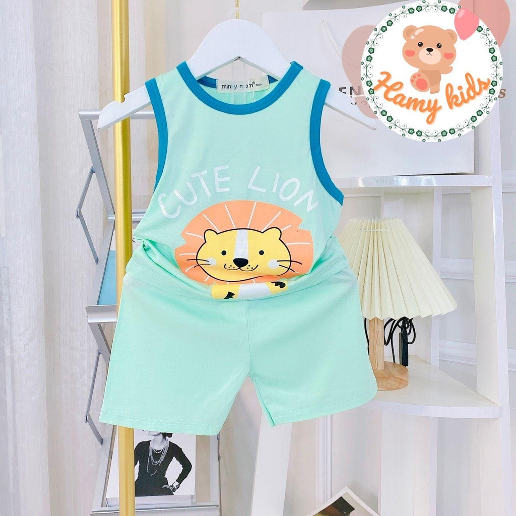 Đồ Bộ Ba Lỗ Minky Mom Chính Hãng Vải Thun Lạnh Cho Bé Trai Bé Gái Từ 0-5 Tuổi Dưới 20kg Hình Sư Tử Thỏ Hươu - Hamykids