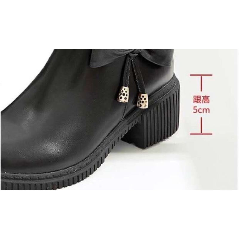 Giày Bốt nữ tính đính nơ 2 bên có khoá kéo, giày bốt cổ ngắn mặc cùng váy đế cao 5cm, giày bốt dịu dàng. | BigBuy360 - bigbuy360.vn