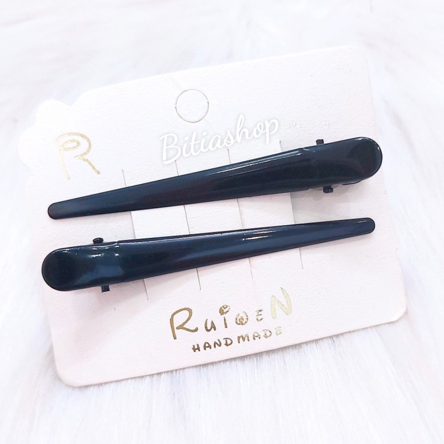 Set 2 Kẹp Tóc Mỏ Vịt Đen Bóng Cố Định Tóc