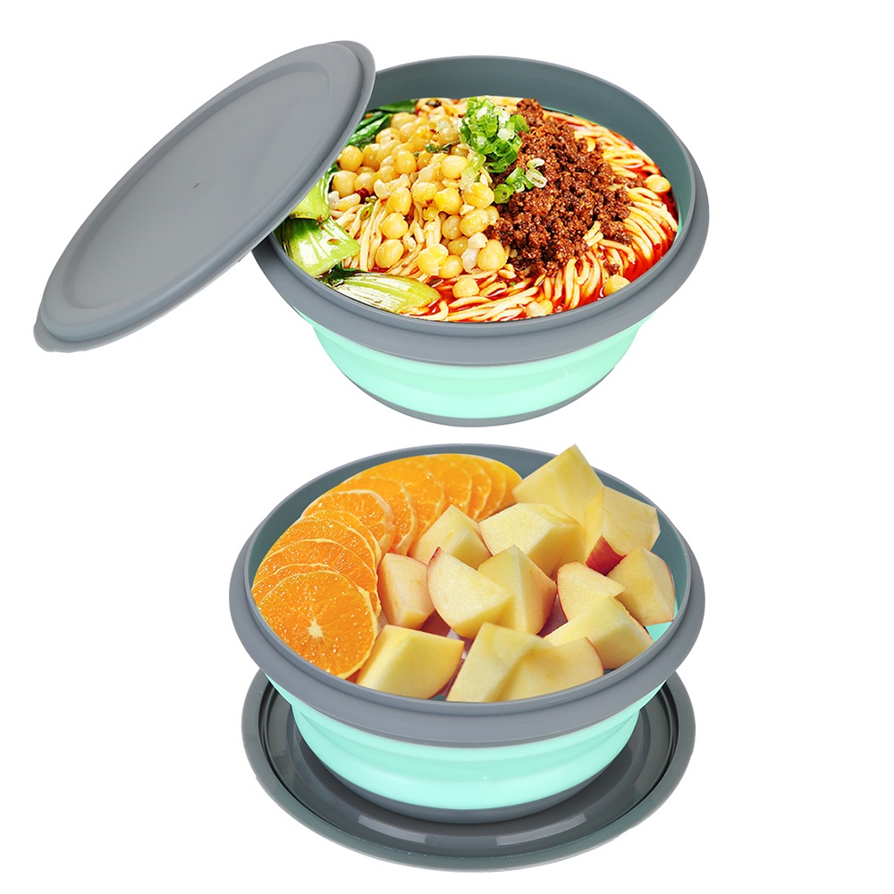 Bộ 3 tô silicone đựng thực phẩm có nắp đậy gấp gọn tiện lợi
