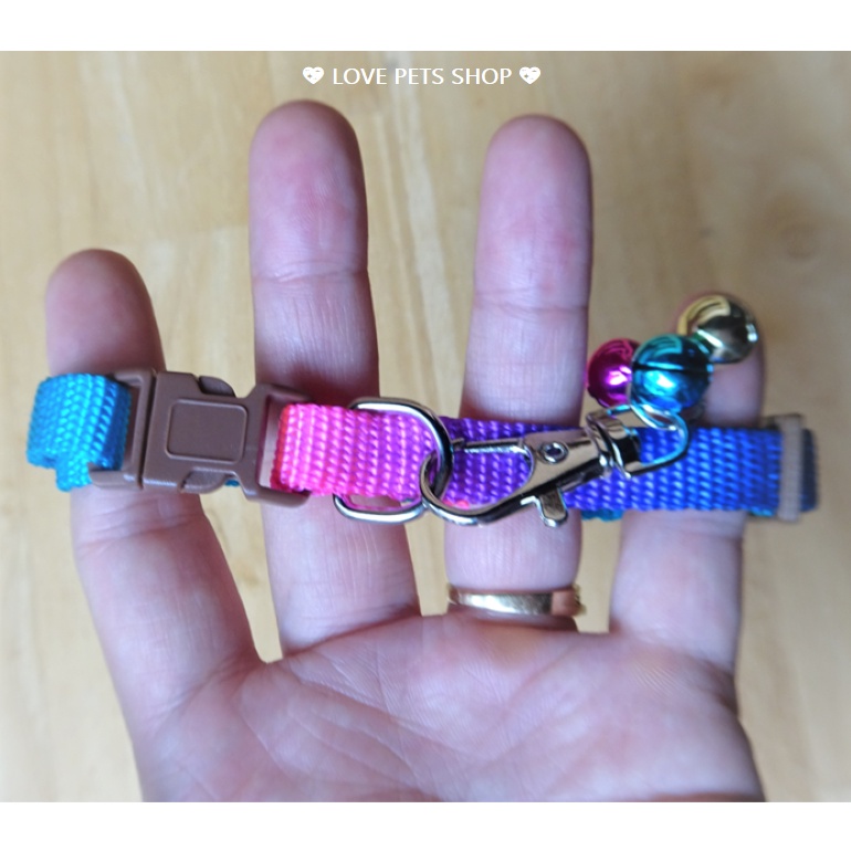 VÒNG CỔ CHO CHÓ MÈO KHÓA NHỰA GẮN 3 CHUÔNG LỤC LẠC KÈM MÓC KHOÁ SIZE NHỎ - LOVE PETS SHOP