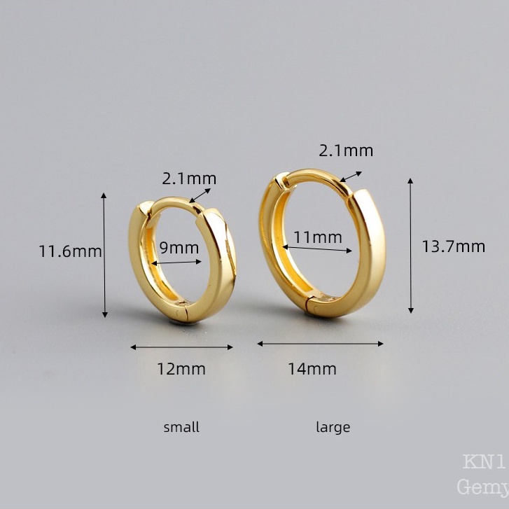 Khuyên tai nam tròn bạc nhiều size trơn basic nữ unisex (1 chiếc) | GEMY SILVER KN1 KN27