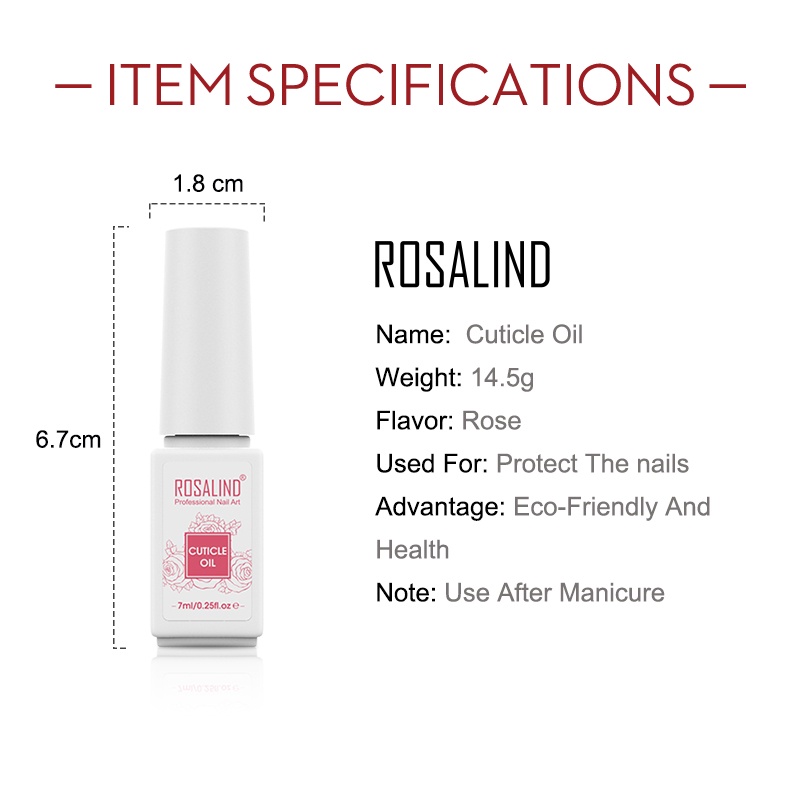 Dầu Dưỡng Móng ROSALIND Hương Hoa Hồng 7ml