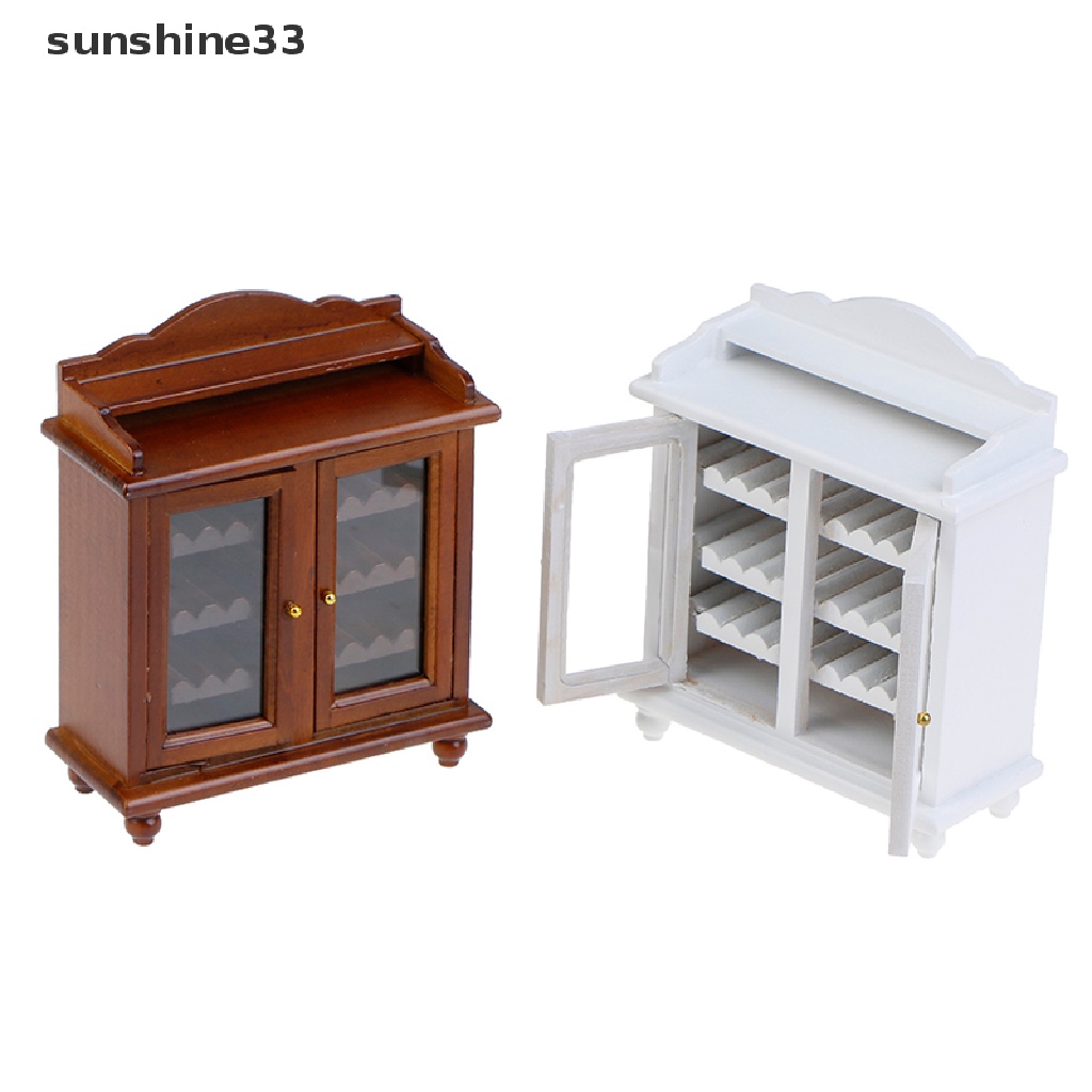 Mô Hình Tủ Rượu Mini Bằng Gỗ Tỉ Lệ 1 / 12 Trang Trí Nhà Búp Bê