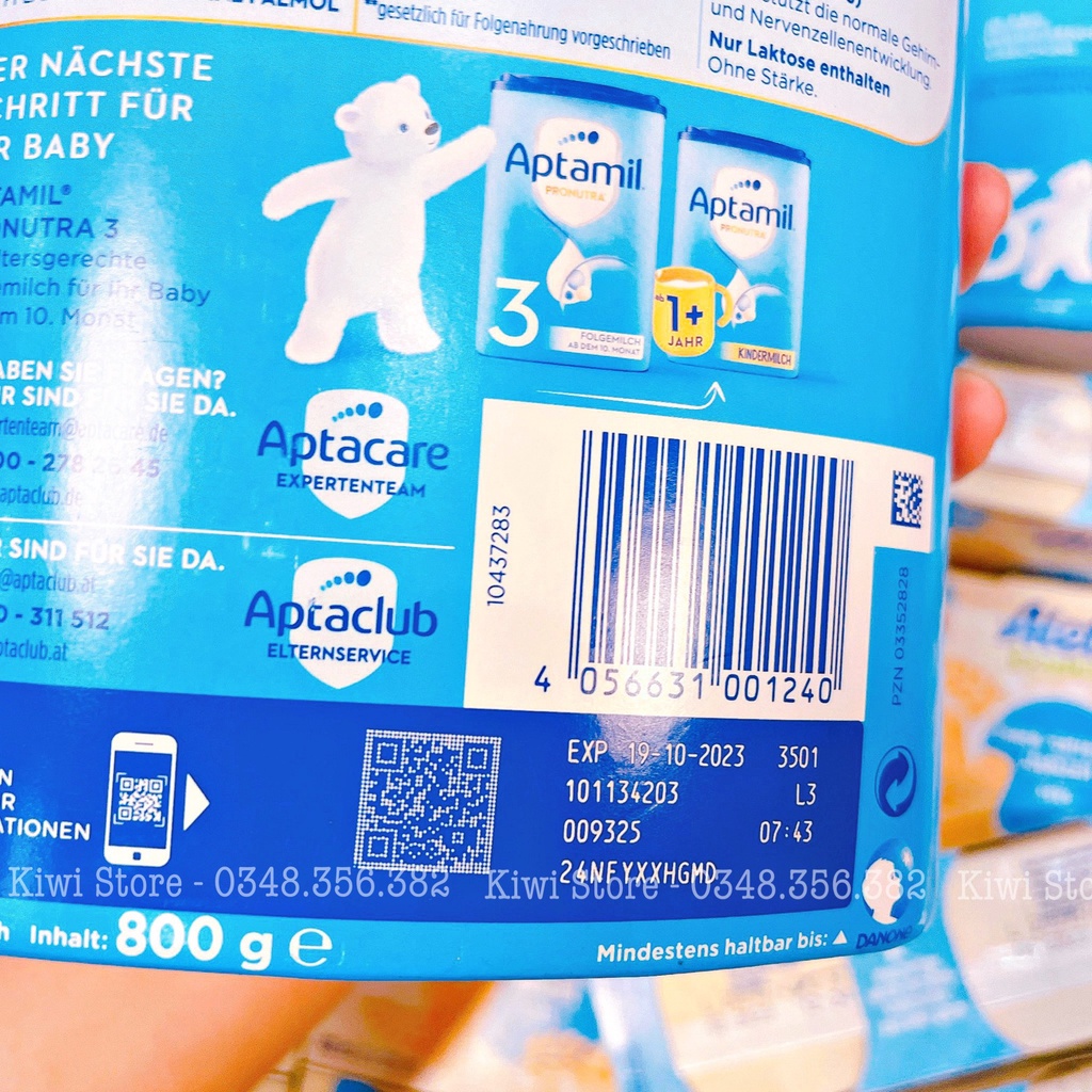 Sữa bột Aptamil Pronutra Đức số 1/2/3 hộp 800gr