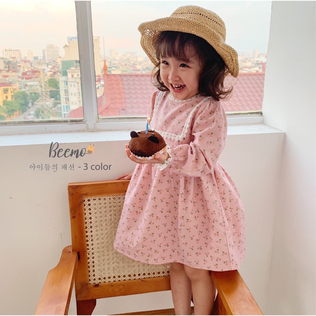 Đầm bé gái ⚡ 𝗙𝗥𝗘𝗘𝗦𝗛𝗜𝗣 ⚡ Đầm Baby Doll nhung tâm phối ren - Chất liệu siêu mềm mại và an toàn cho bé