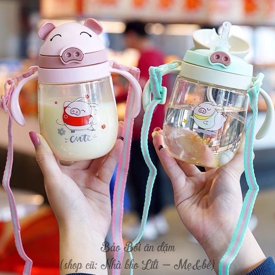 Bình tập uống nước chống sặc hình con heo đáng yêu cho bé - 350ml