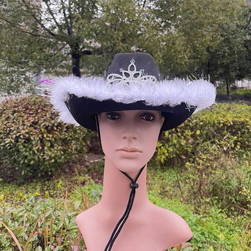 Mũ Fedora Rộng Vành Đính Lông Vũ Phong Cách Cao Bồi Thời Trang