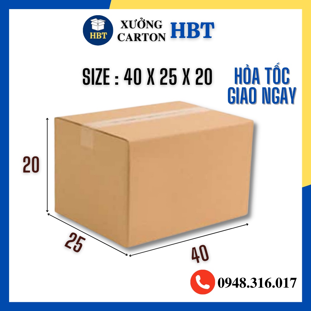 Thùng carton chuyển nhà 40x25x20 size to, hộp giấy carton đóng gói hàng size lớn giá rẻ