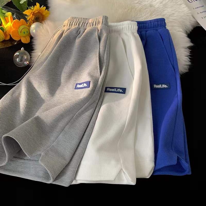 Quần Short Dây Rút Ống Rộng In Nhãn Thời Trang Hàn Quốc Trẻ Trung