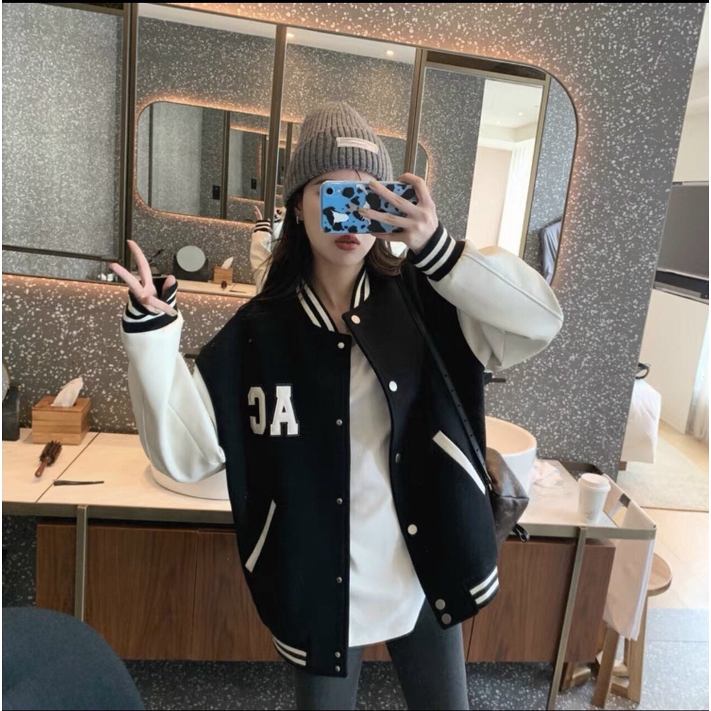 Áo Bomber nhung unisex, Áo khoác mùa đông freesize form rộng cho nam nữ dưới 70kg | BigBuy360 - bigbuy360.vn