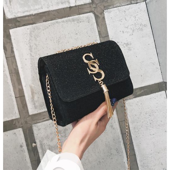 Túi nữ đeo vai xách tay kim tuyến đính chữ S DV835 | BigBuy360 - bigbuy360.vn