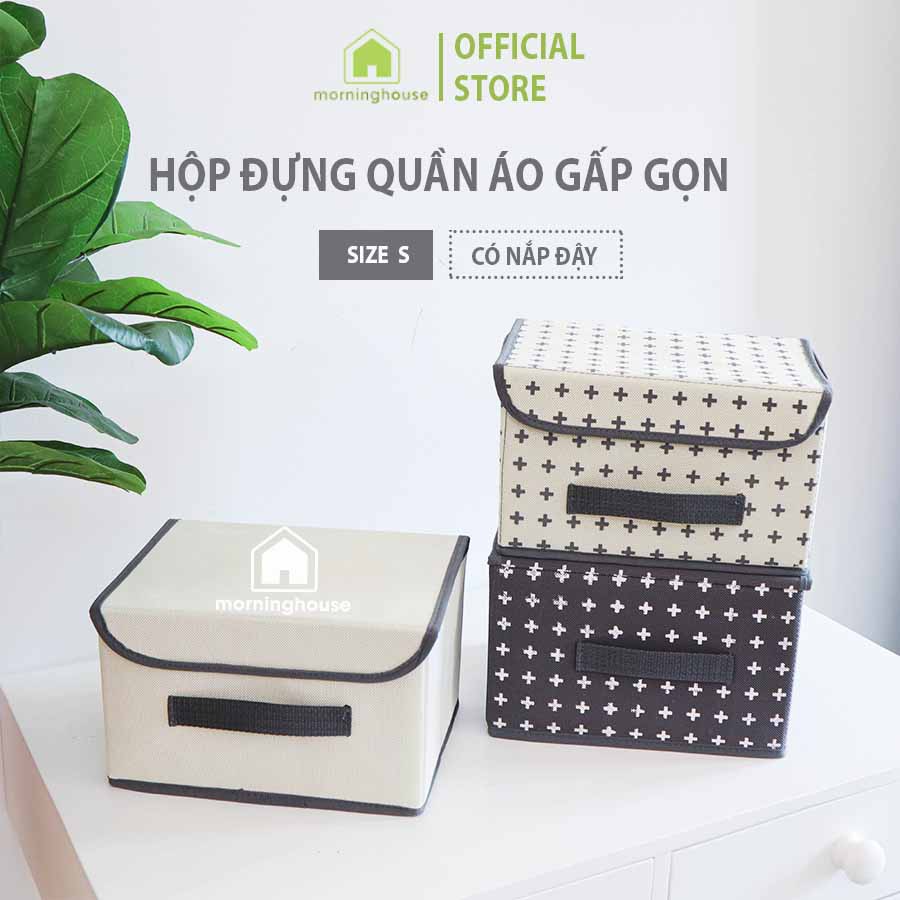 Hộp vải đựng đồ cá nhân, đồ lót - Hợp đựng quần áo Morning House có nắp - 25x15x20 cm