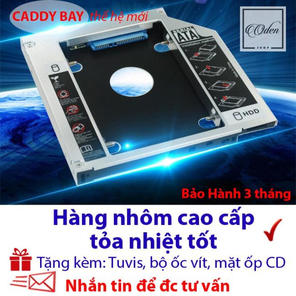 ⚡ Caddy bay SSD SATA 3 9.5mm /12.7mm (NHÔM) - Khay ổ cứng thay vị trí ổ DVD