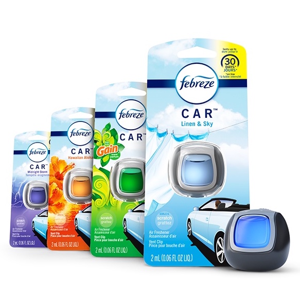 [Giá Sỉ USA] Nước hoa ô tô Febreze Air Freshener Car Vent Clips, có đầu kẹp gắn máy lạnh cho ô tô, xe hơi