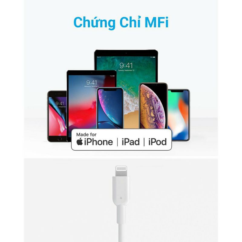 Dây cáp sạc nhanh Anker PowerLine USB Type C ra to Lightning A8623 A8633 A8632 cho Iphone 11 12 13 Pro Max Tuấn Hà Store