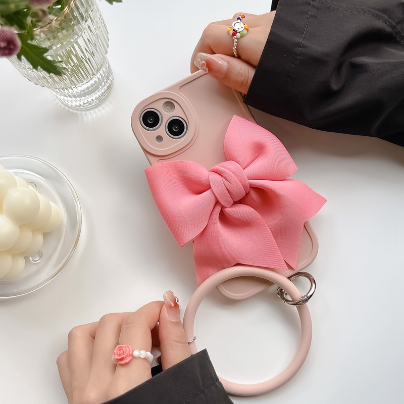 Ốp Điện Thoại Silicon Hình Nơ Mắt To Có Vòng Đeo Tay Cho Xiaomi Redmi Note 11T 11E 10 Pro + Note 8 7 Pro Mi 9 Mix 4