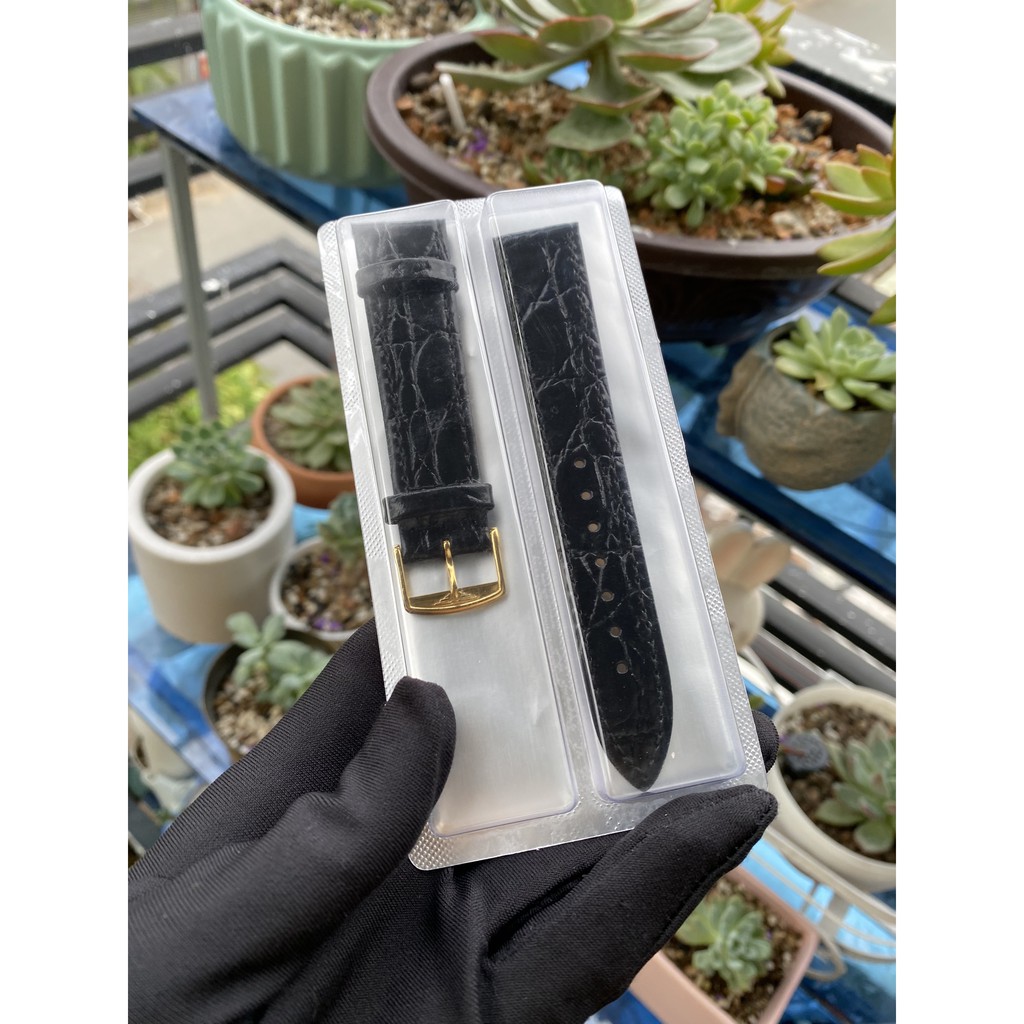 Dây da cá sấu khóa vàng cho đồng hồ longin size 18/20mm