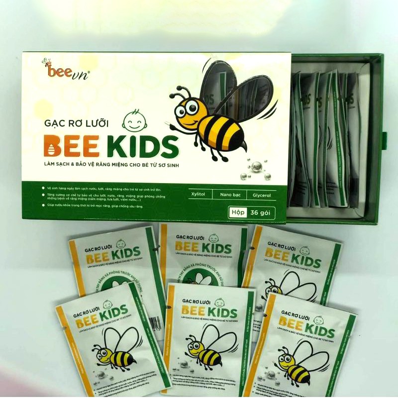 [Mã SKAMLTSM9 giảm 10% đơn 99K] Hộp 36 Gói Gạc Tưa Lưỡi Sơ Sinh Bee Kids - 8936095880413