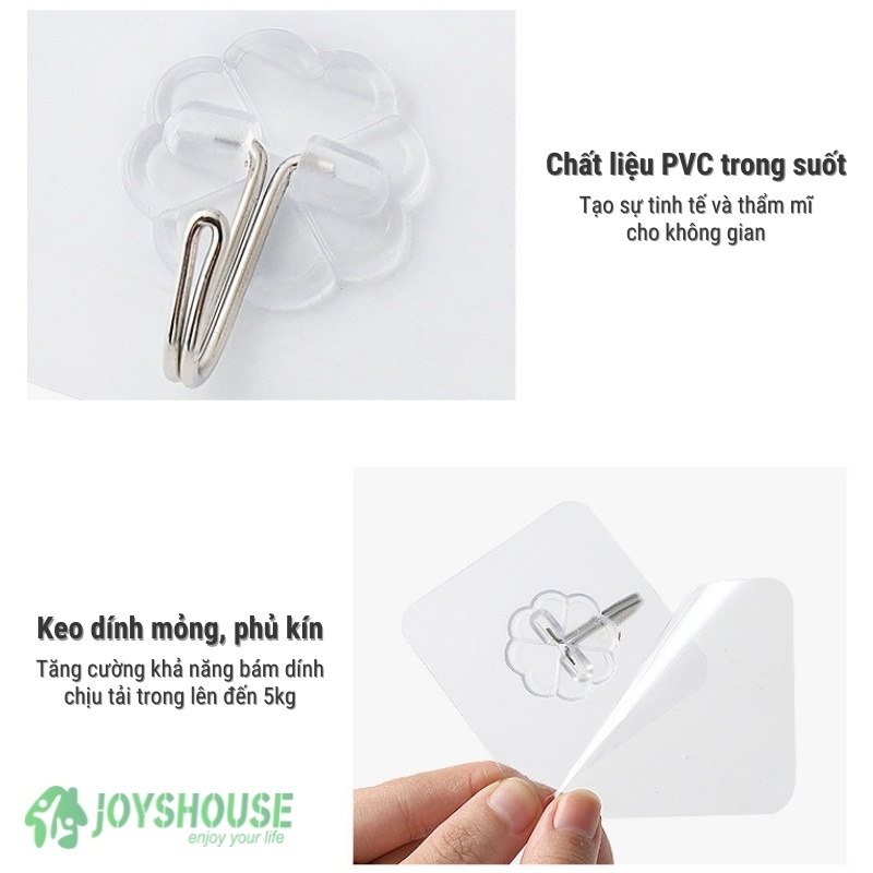 Móc dán tường chịu lực siêu dính trong suốt 6x6cm JOYSHOUSE