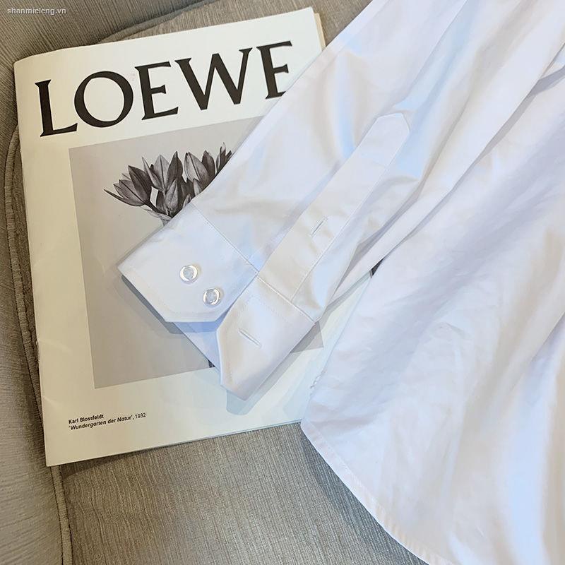 Áo sơ mi tay dài dáng rộng phong cách mùa thu thời trang cho nữ