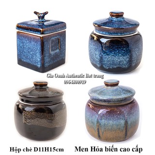 Hộp đựng trà D11xH15cm OANH GIA AUTHENTIC BAT TRANG - Men hỏa biến cao cấp