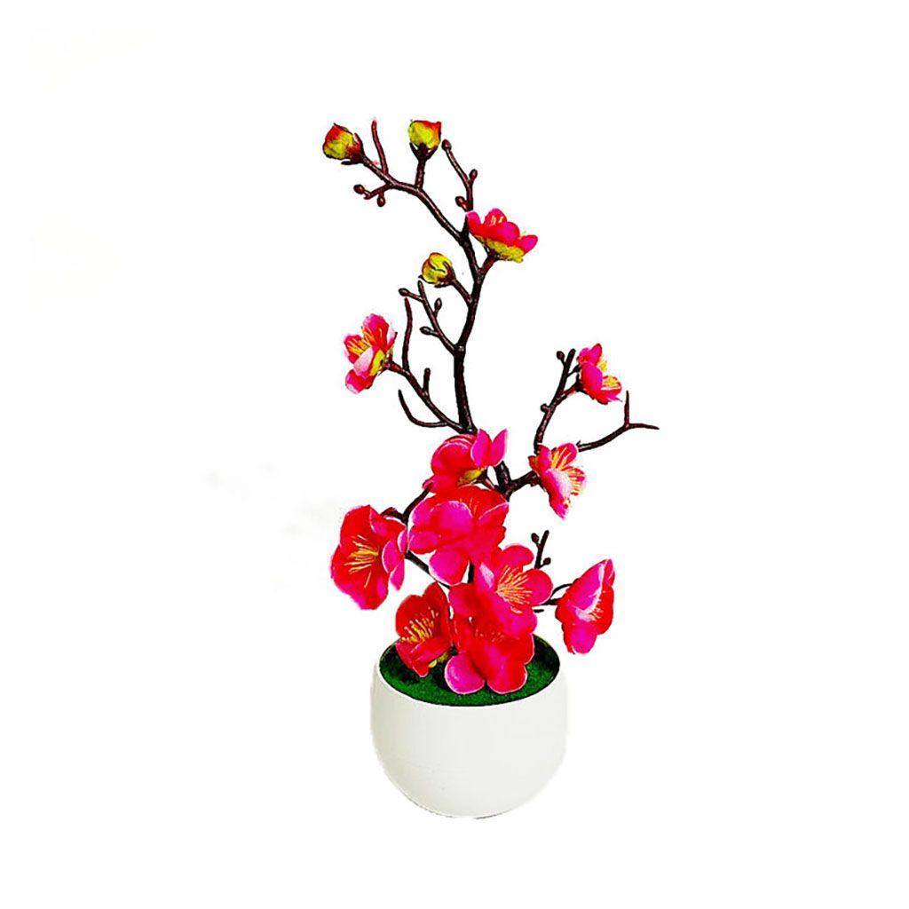1 Chậu Hoa Nhân Tạo Màu Sắc Tươi Sáng Kèm Chậu Hoa Để Bàn Trang Trí Nhà Cửa