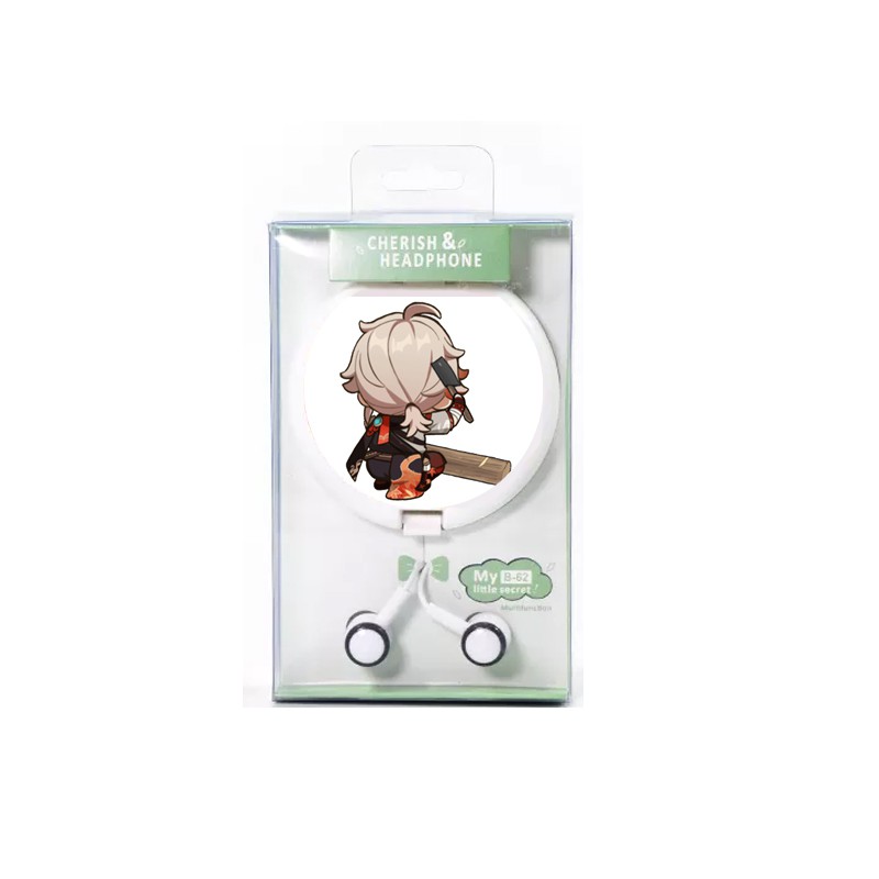 Tai nghe hộp tròn in hình nhân vật KAZUHA Genshin Impact game chibi anime xinh xắn tiện lợi